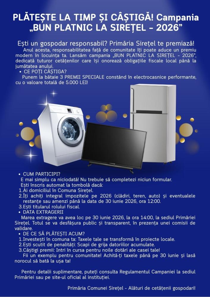 Campania „BUN PLATNIC LA SIREȚEL - 2026