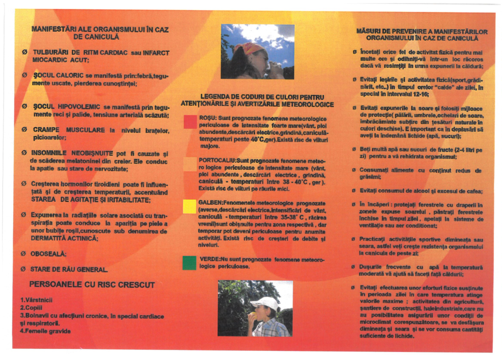 Recomandări pentru prevenirea incidentelor în timpul perioadelor cu temperaturi extreme - caniculă