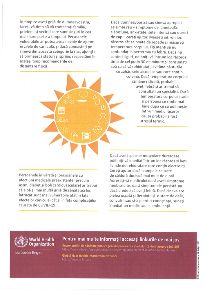 Recomandări pentru prevenirea incidentelor în timpul perioadelor cu temperaturi extreme - caniculă